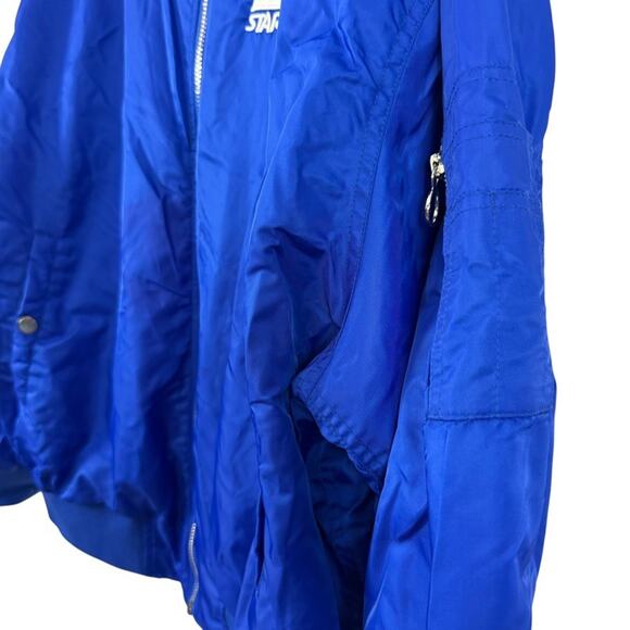 Starter Black Label Blue Full Zip Bomber Jacket 9S0-251 Lined Satin Shiny sz XL - Picture 9 of 16